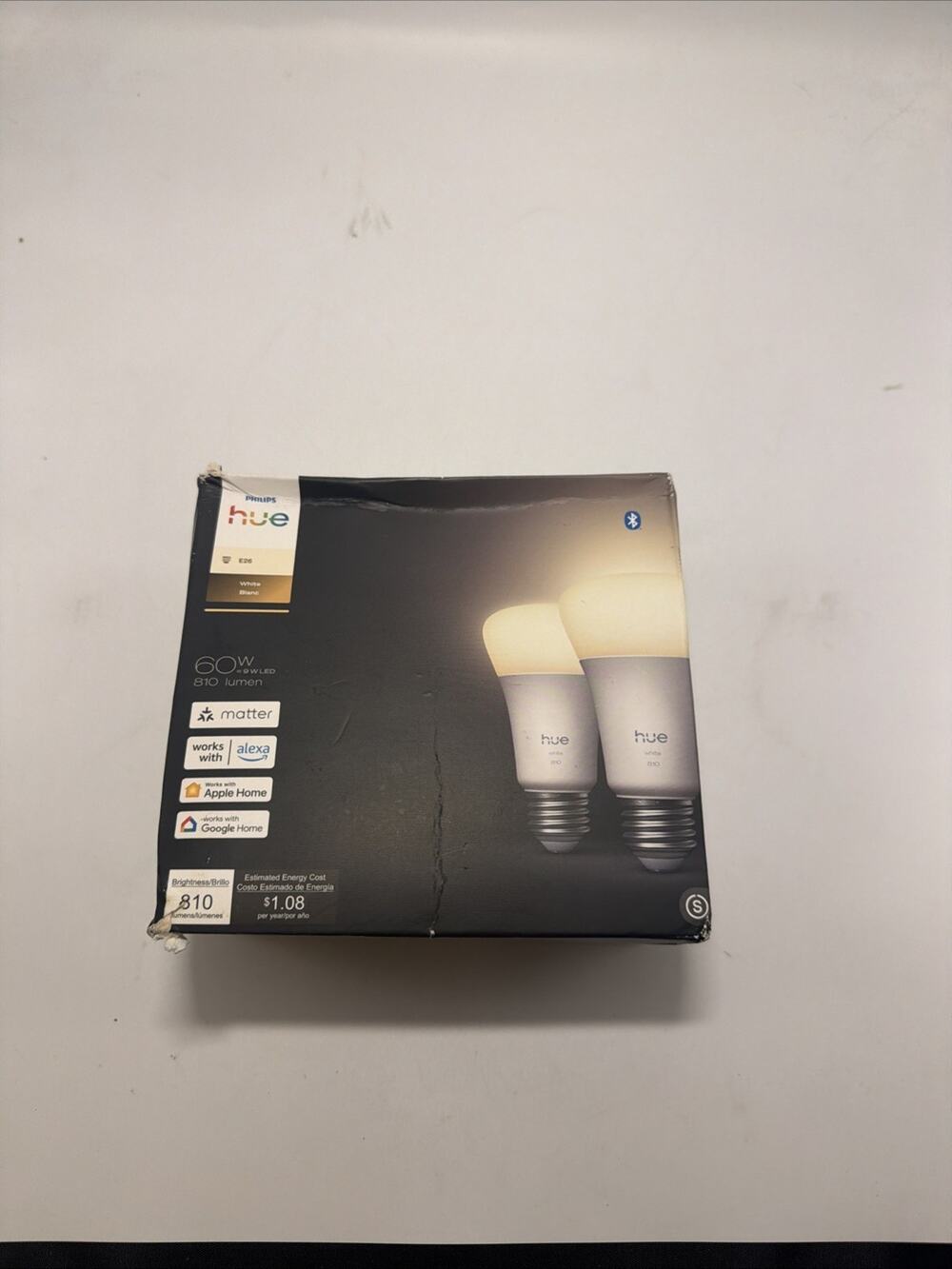 Philips Hue Smart LED A19 Bulb 2-Pack, Warm White Light